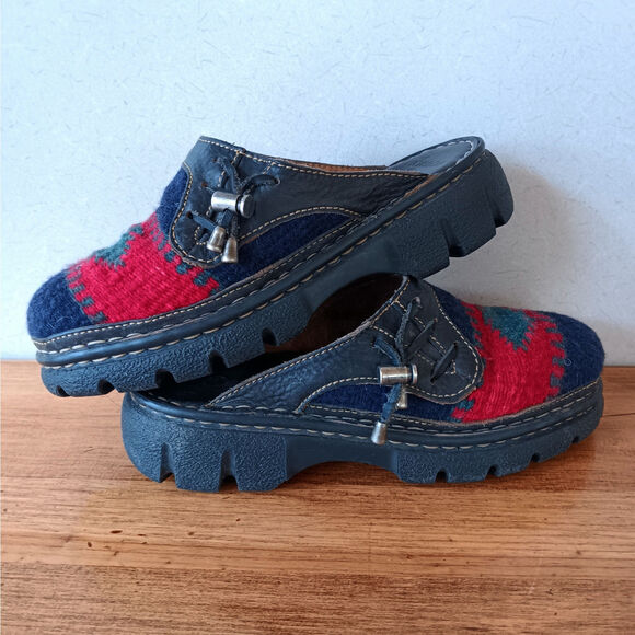 Double H Aztec Wool Leather Clogs - Picture 2 of 14